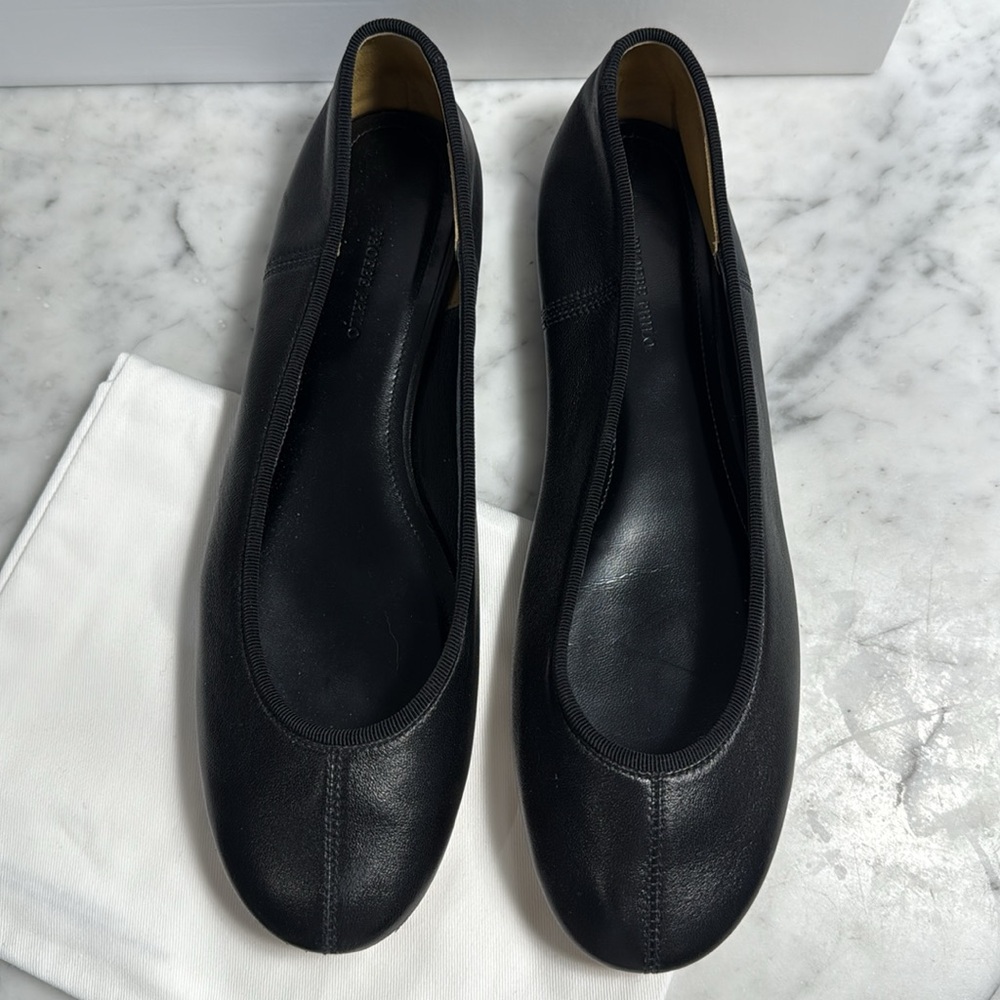 PHOEBE PHILO black leather ballet flats - Picture 2 of 9